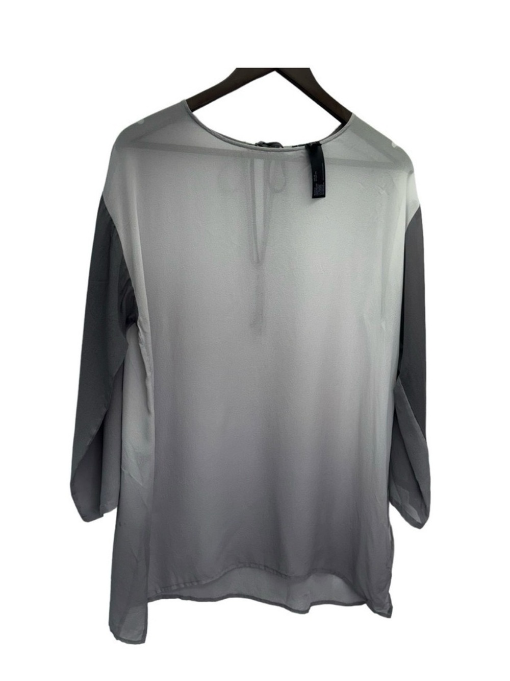 Eileen Fisher Ombre crushed Silk  Long-Sleeve tunic style Blouse - Gray